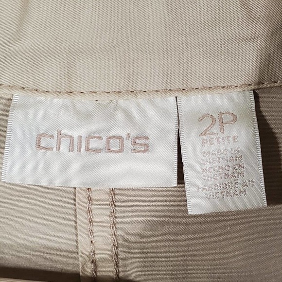 Chico's Lace Applique Utility Jacket Khaki White Size 2 Petite - Picture 9 of 16